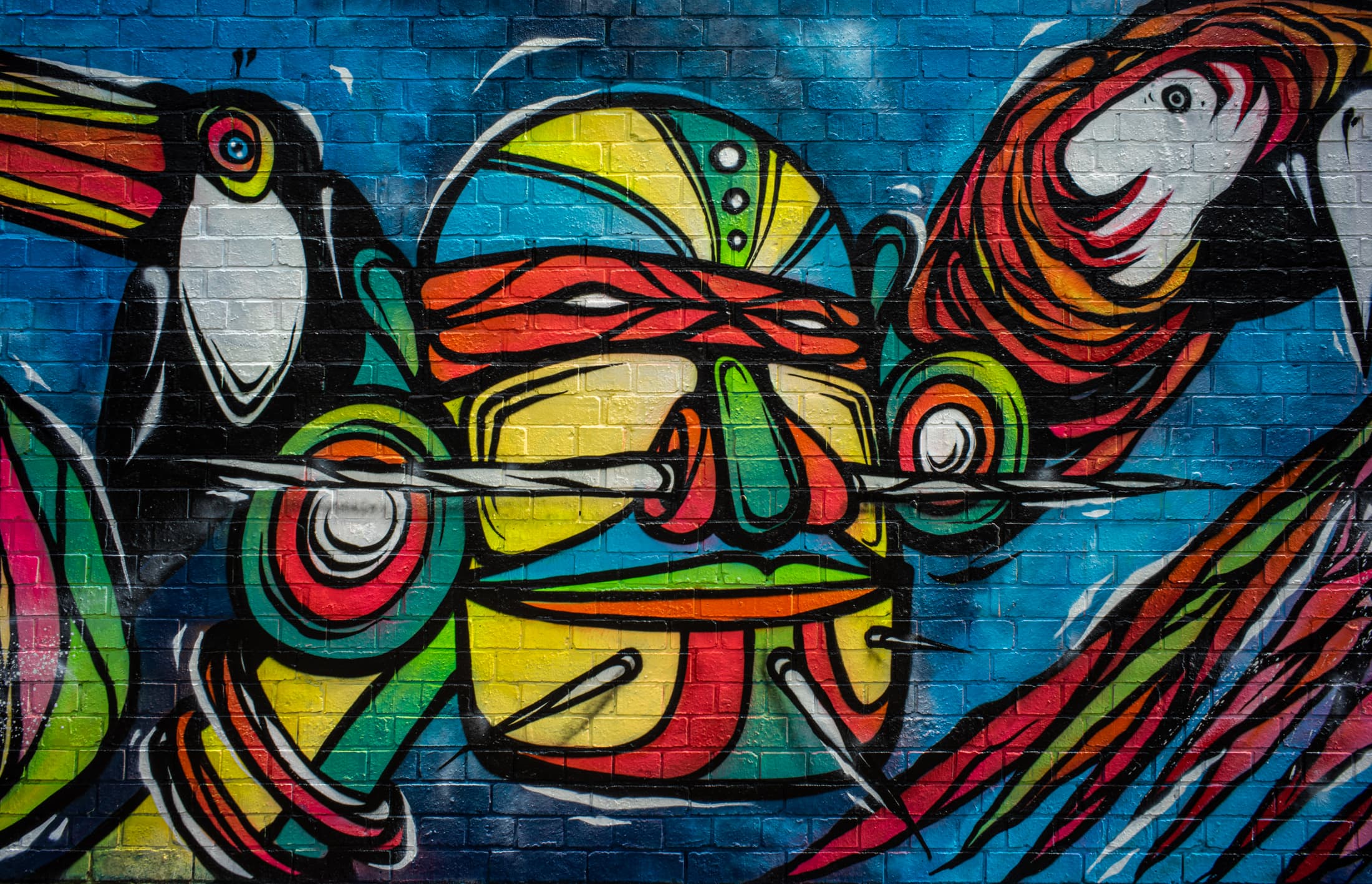Colorful Warrior and Two Birds